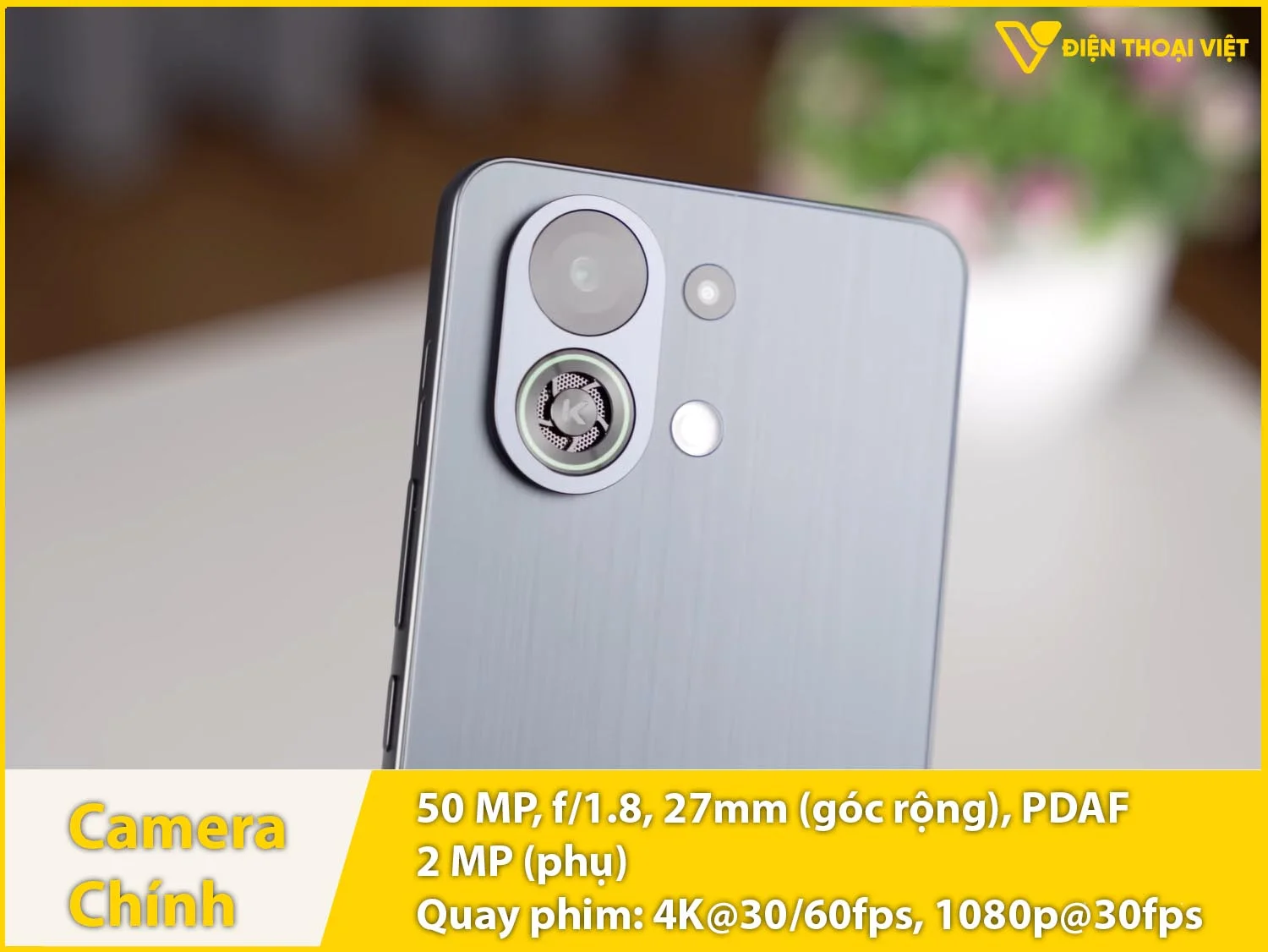 Camera sau 50MP + camera phụ 2MP & Quay phim 4K