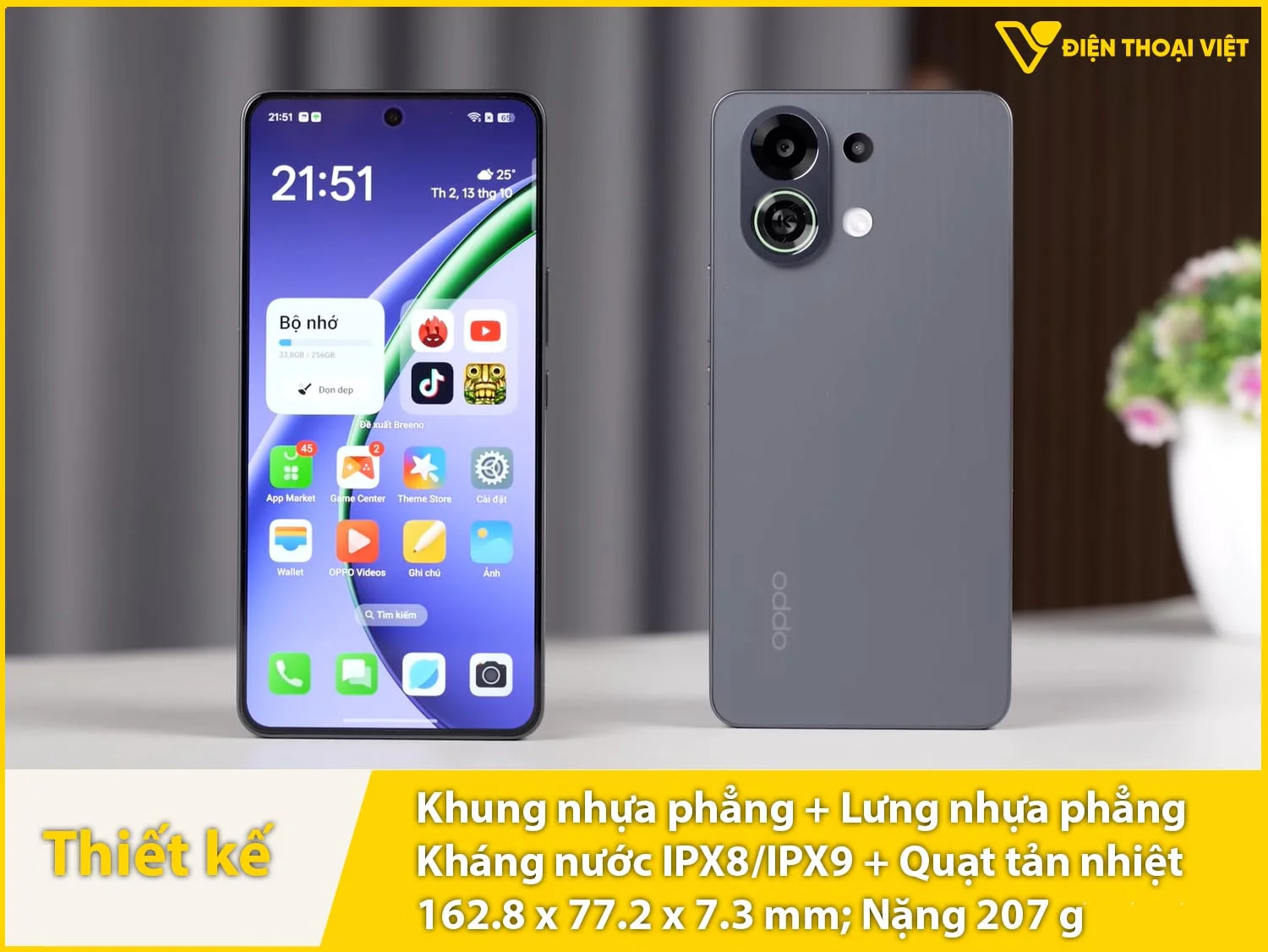 Thiết kế vuông vức có Quạt tản nhiệt và đạt chuẩn IPX8/IPX9