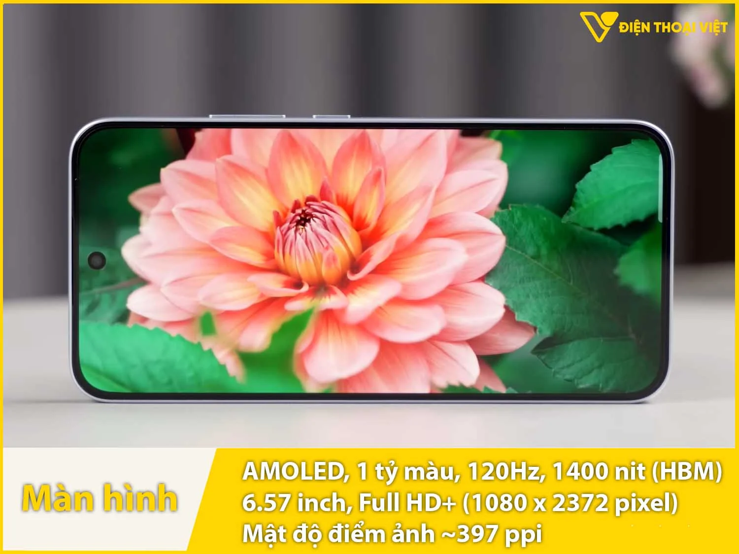 Màn hình AMOLED 120Hz Full HD+, độ sáng 1400nit