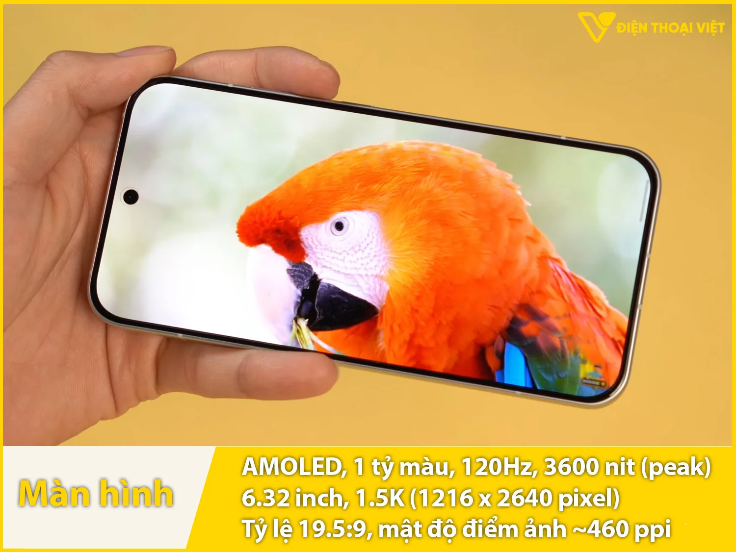 Màn hình 6,32 inch 1.5K AMOLED 1 tỷ màu 120Hz
