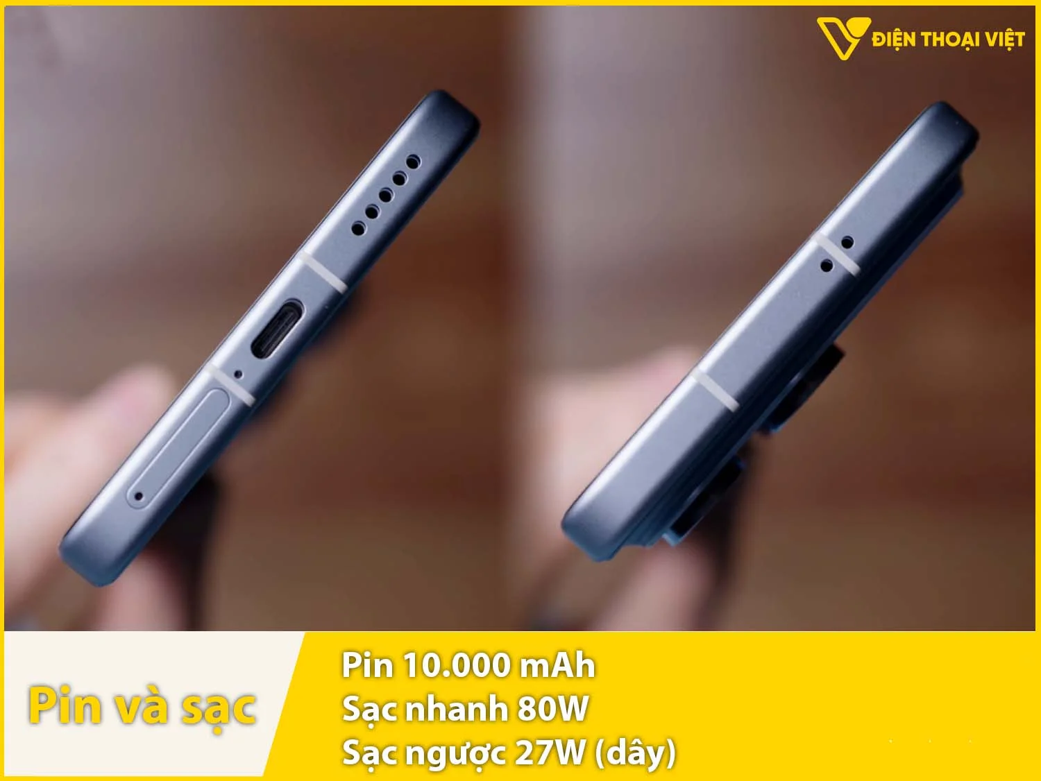 Pin 10.000mAh & Sạc nhanh 80W - Sạc ngược 27W