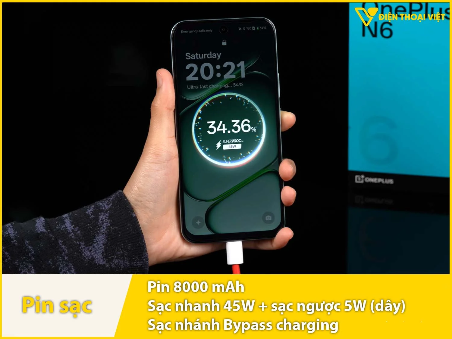 Pin khủng 8000mAh dùng 2-3 ngày & Sạc nhanh 80W giúp đầy pin trong 1 giờ 40 phút