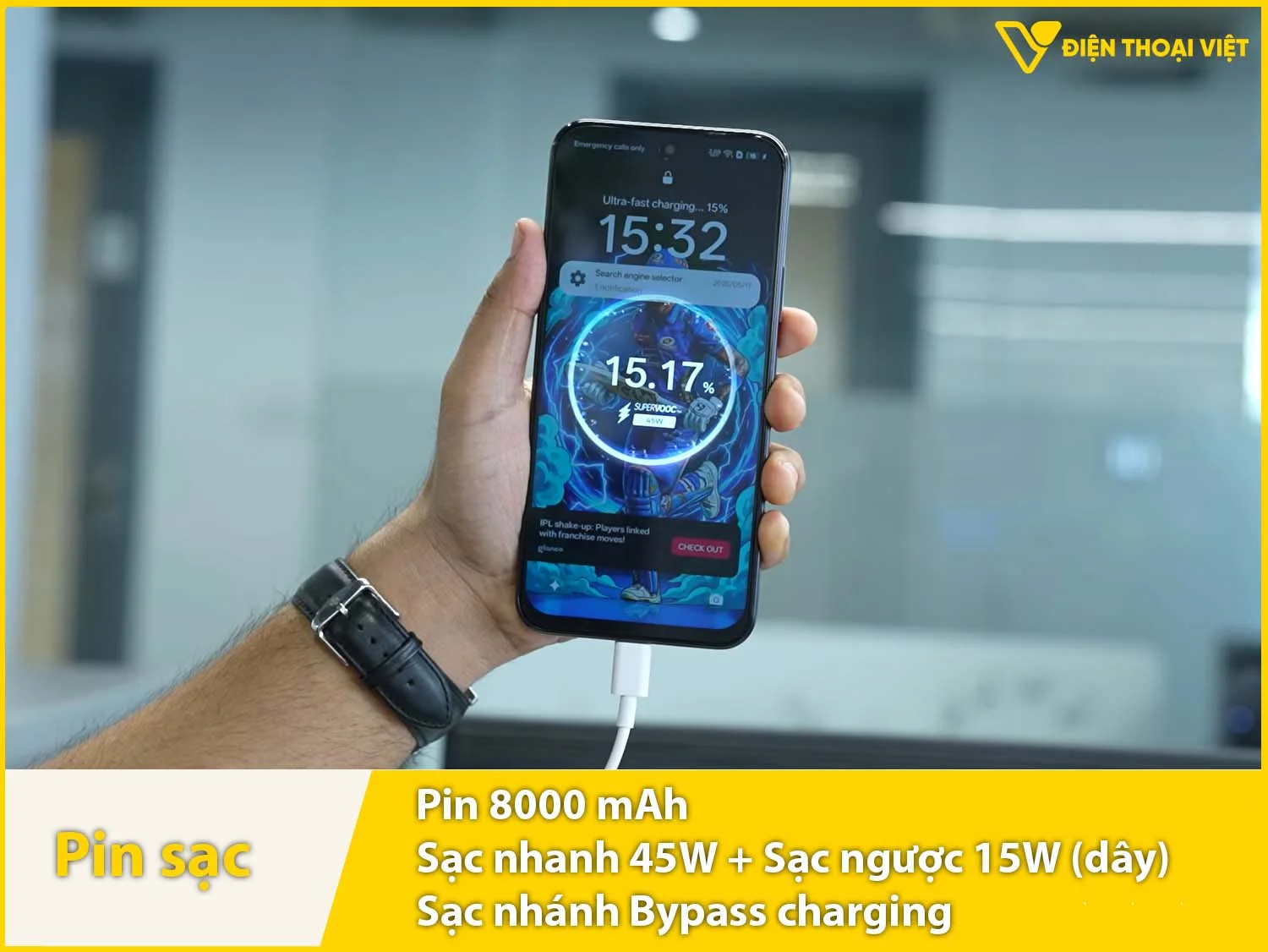 Pin 8000mAh & Sạc nhanh 45W