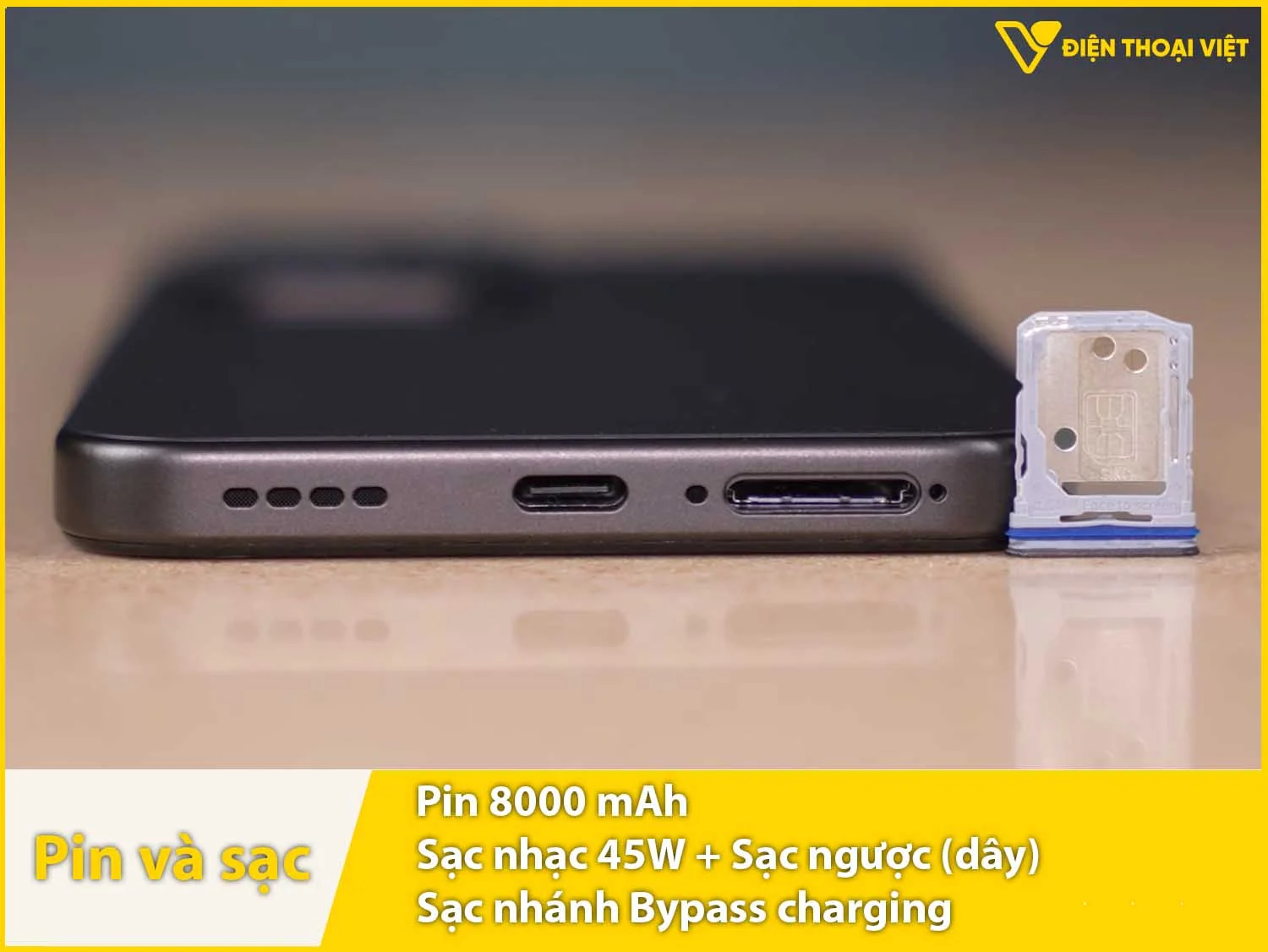 Pin 8000mAh & Sạc nhánh 45W