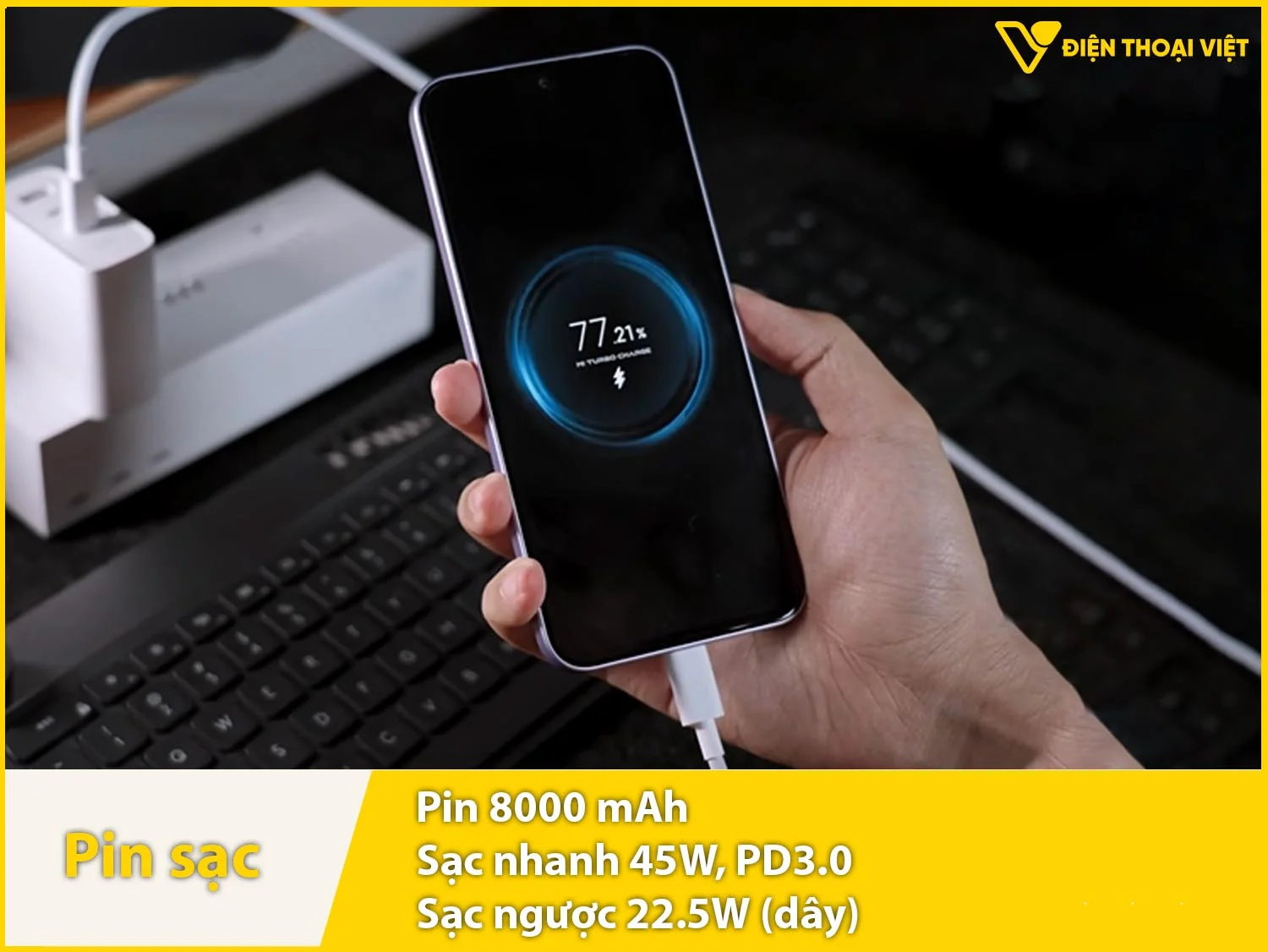Pin 8000mAh & Sạc nhanh 45W