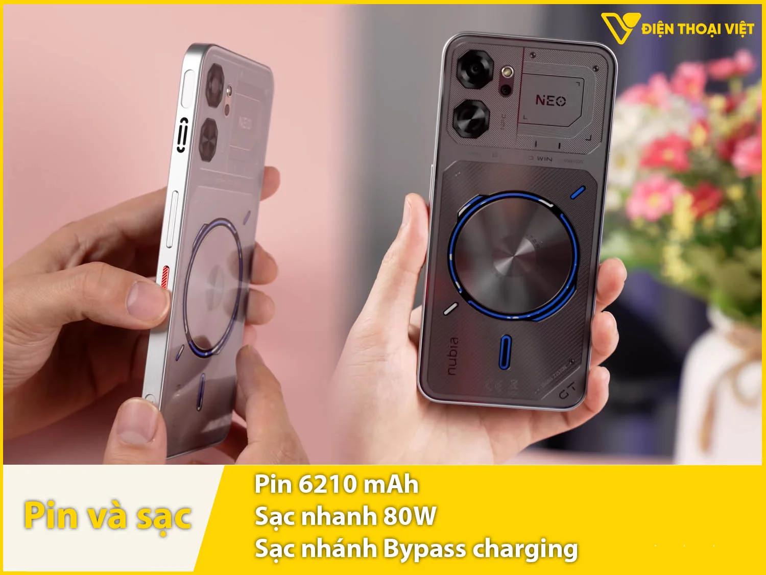 Pin 6210mAh - Dùng thoải mái 1-1,5 ngày & Sạc nhanh 80W & Sạc nhánh