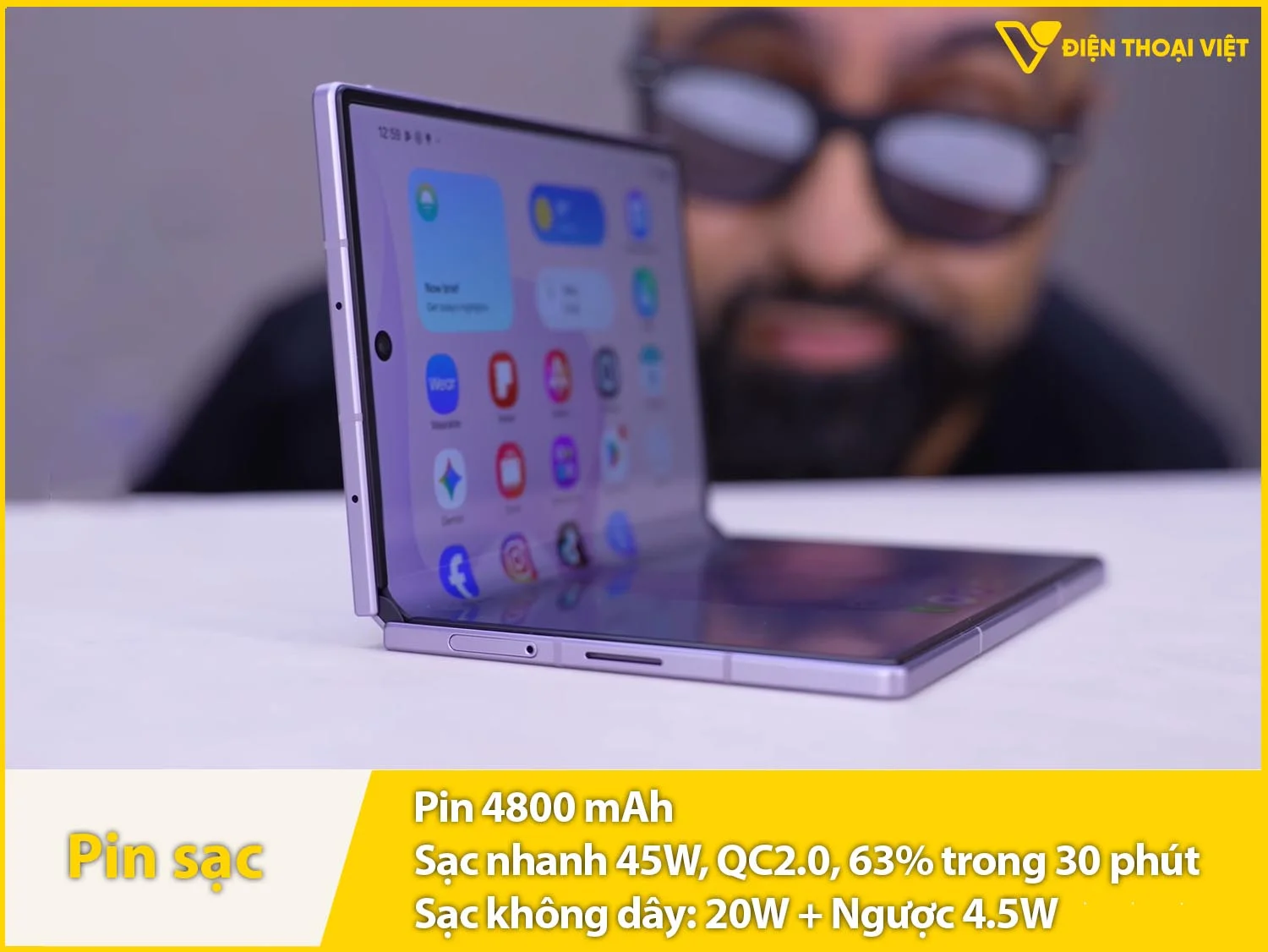 Samsung Galaxy Z Fold 8 có pin 4800mAh và sạc 45W cực nhanh