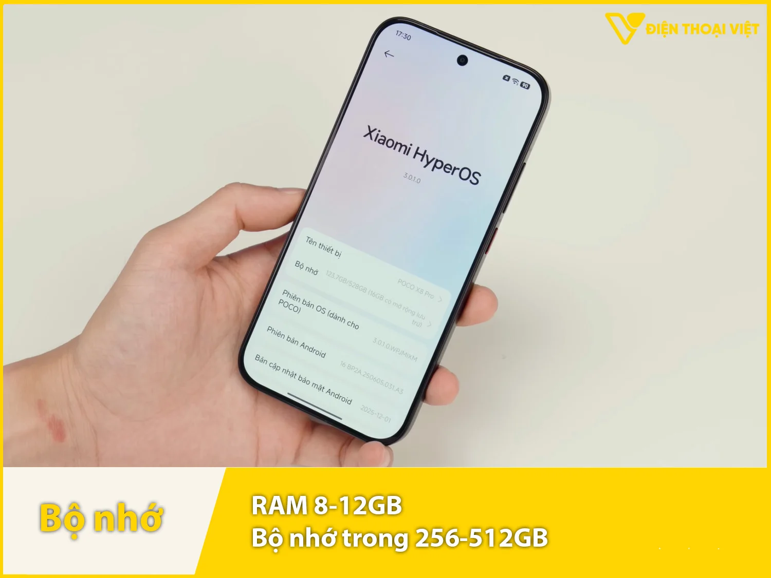 RAM 8-12GB & Bộ nhớ trong 256-512GB