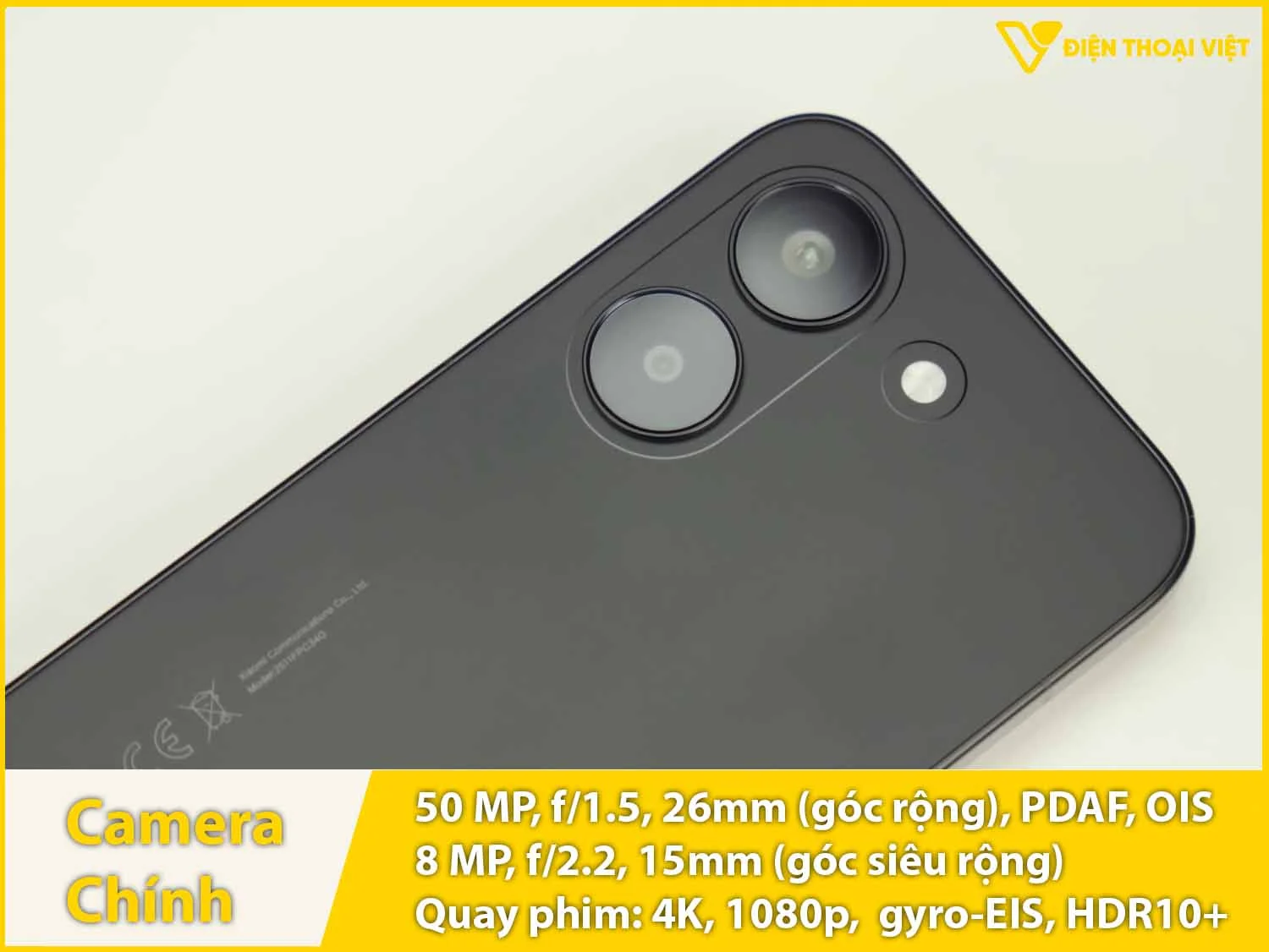 Camera sau 50MP + Góc rộng 8MP & Quay phim 4K