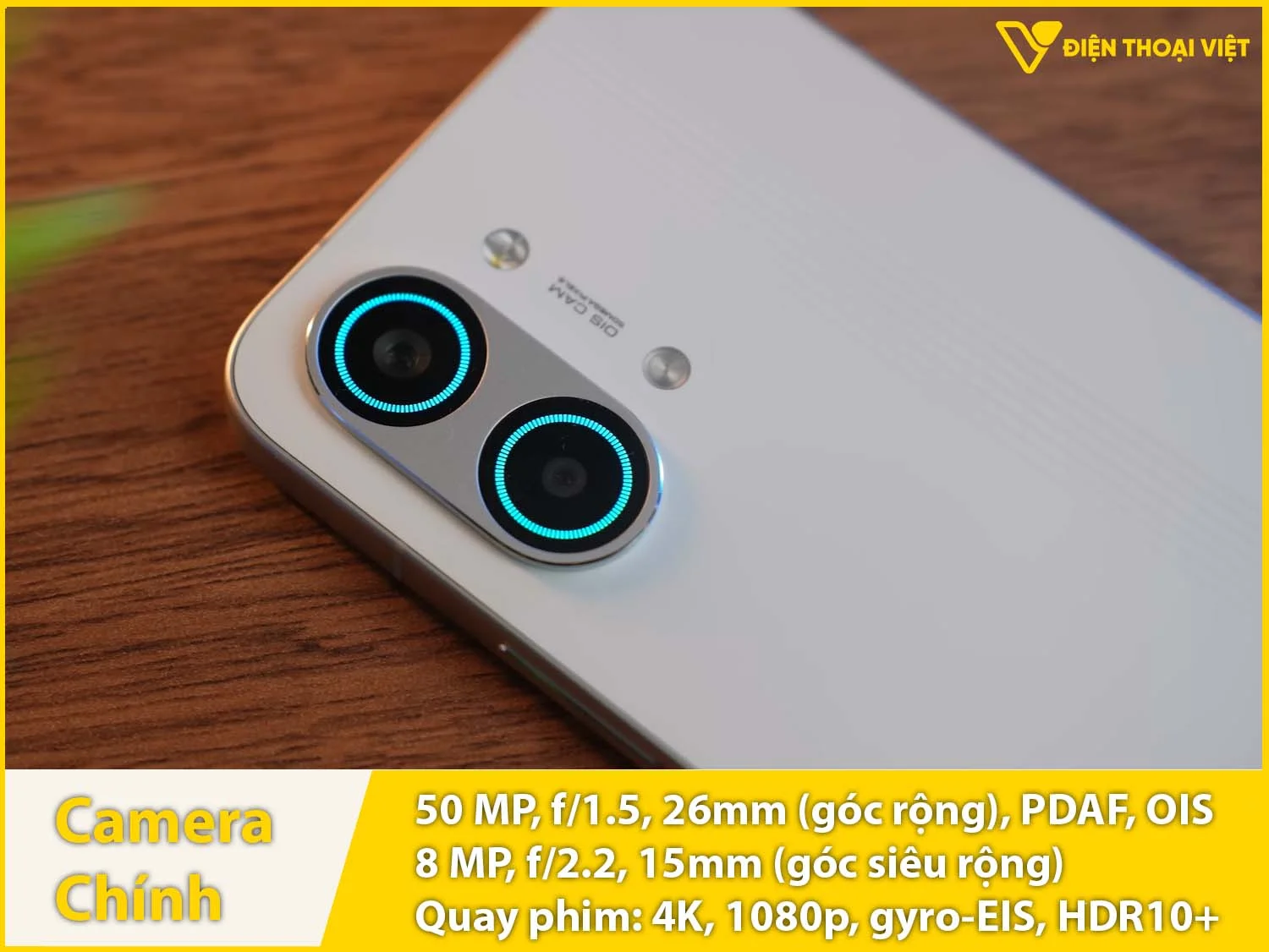Camera sau 50MP + Góc rộng 8MP & Quay video 4K