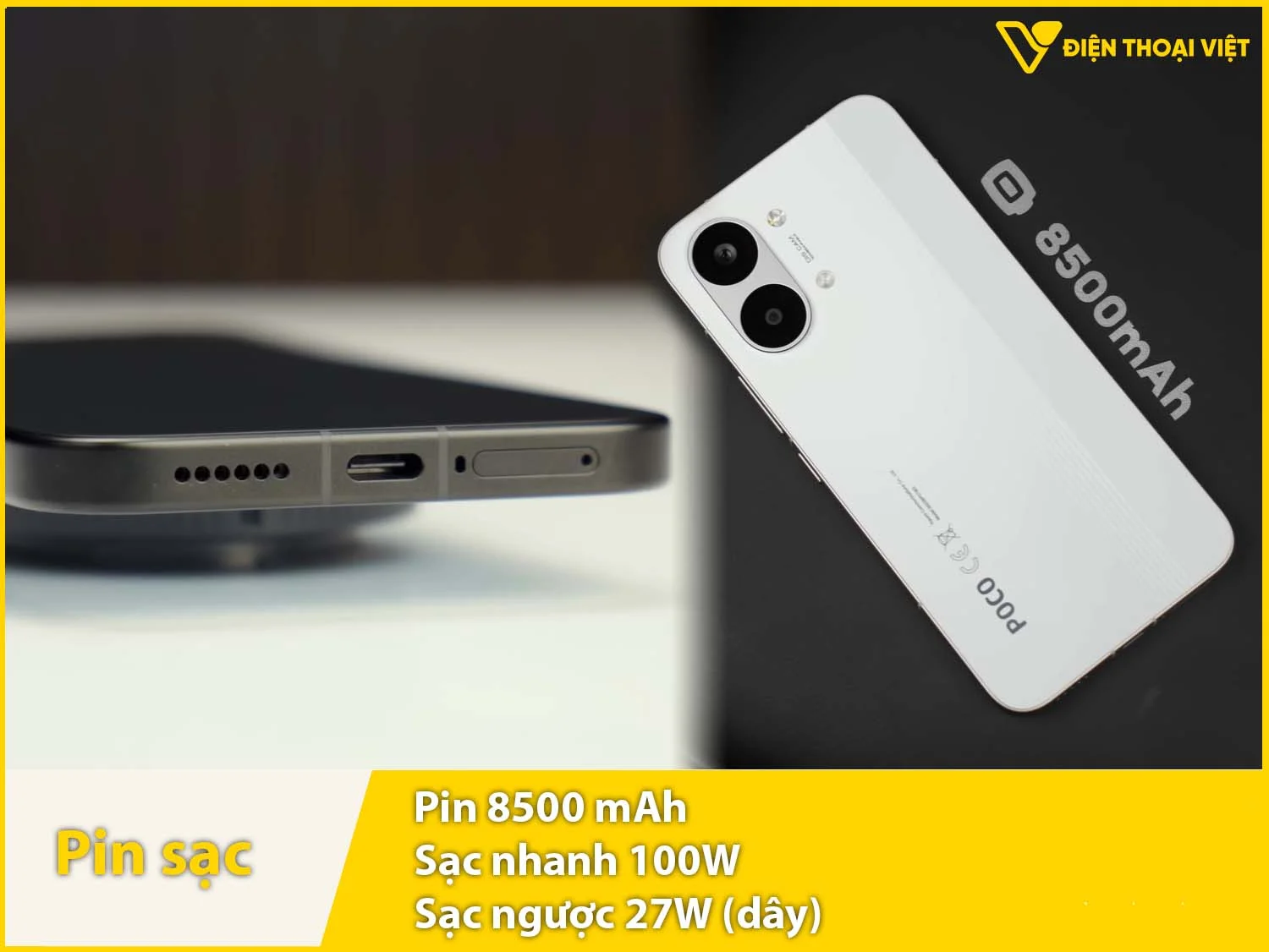 Pin 8500mAh & Sạc nhanh 100W, sạc ngược 27W