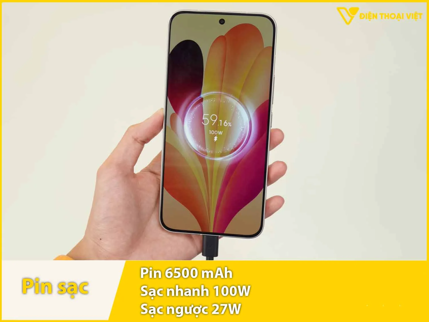 Pin 6500mAh & Sạc nhanh 100W, sạc ngược 27W
