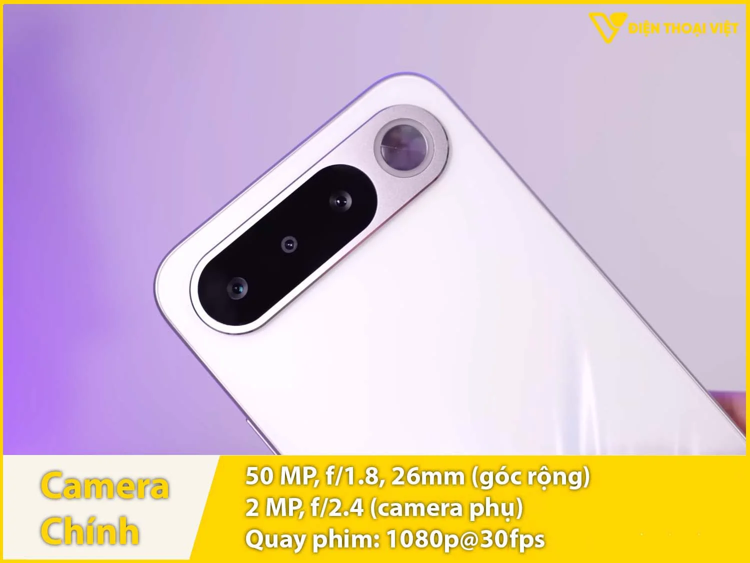 Camera sau 50MP + Camera phụ 2MP& quay video 1080p