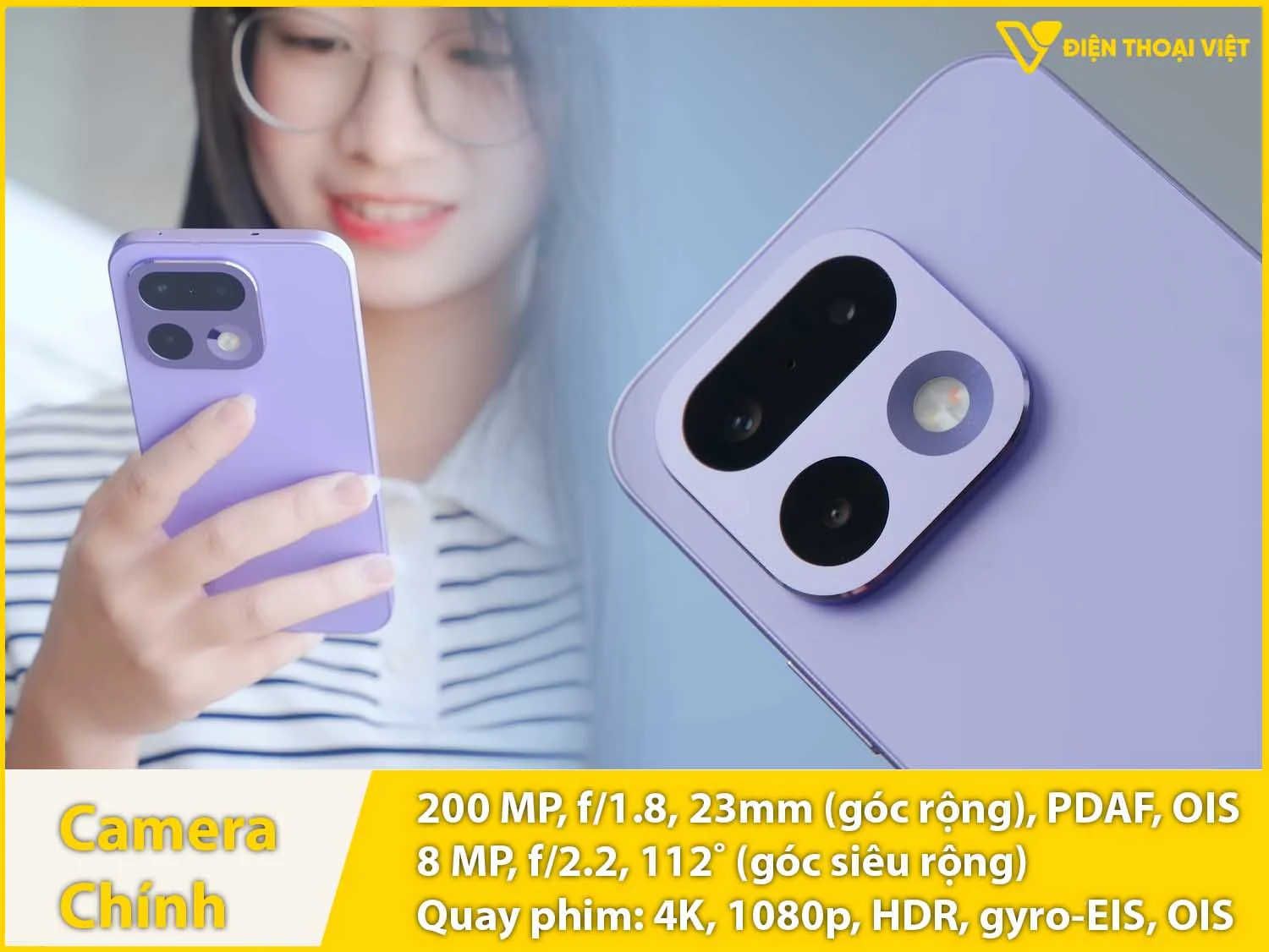 Camera sau 200MP + Góc rộng 8MP & Quay phim 4K