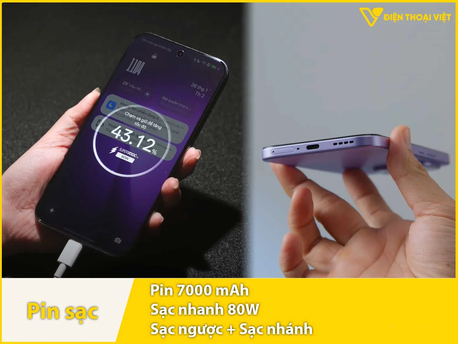 Pin 7000mAh & Sạc 80W