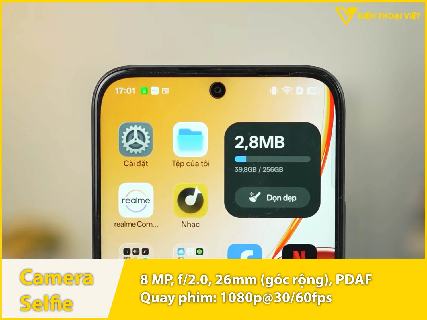 Camera selfie 8MP & quay video 1080p