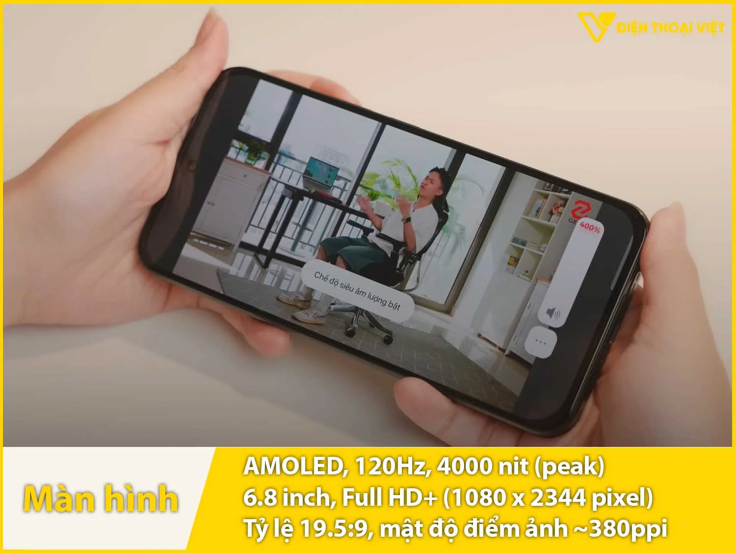 AMOLED 6,8 inch - 120Hz - 4000 nit