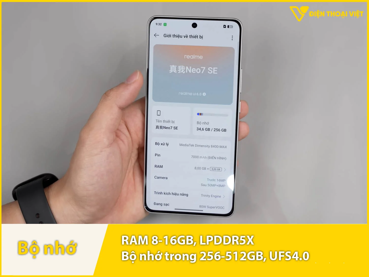 Realme Neo7 SE có RAM 8-16GB & Bộ nhớ trong 256-512GB