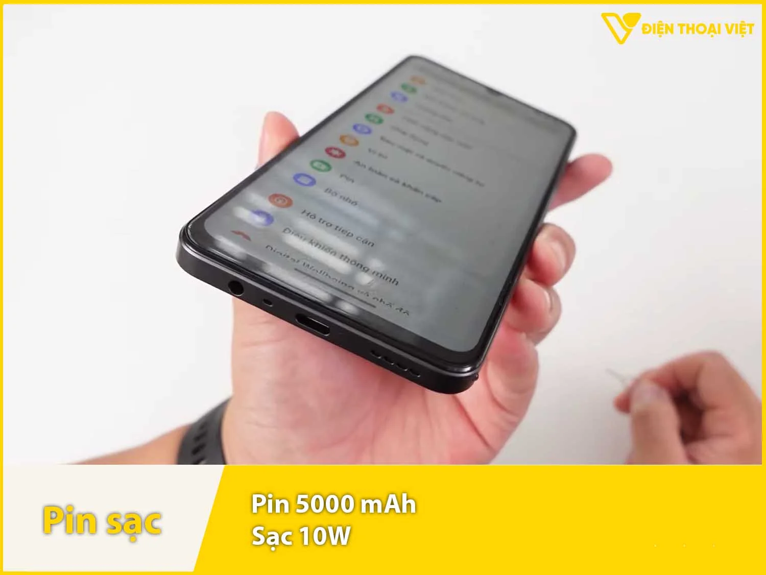 Pin 5000mAh & Sạc cơ bản 10W