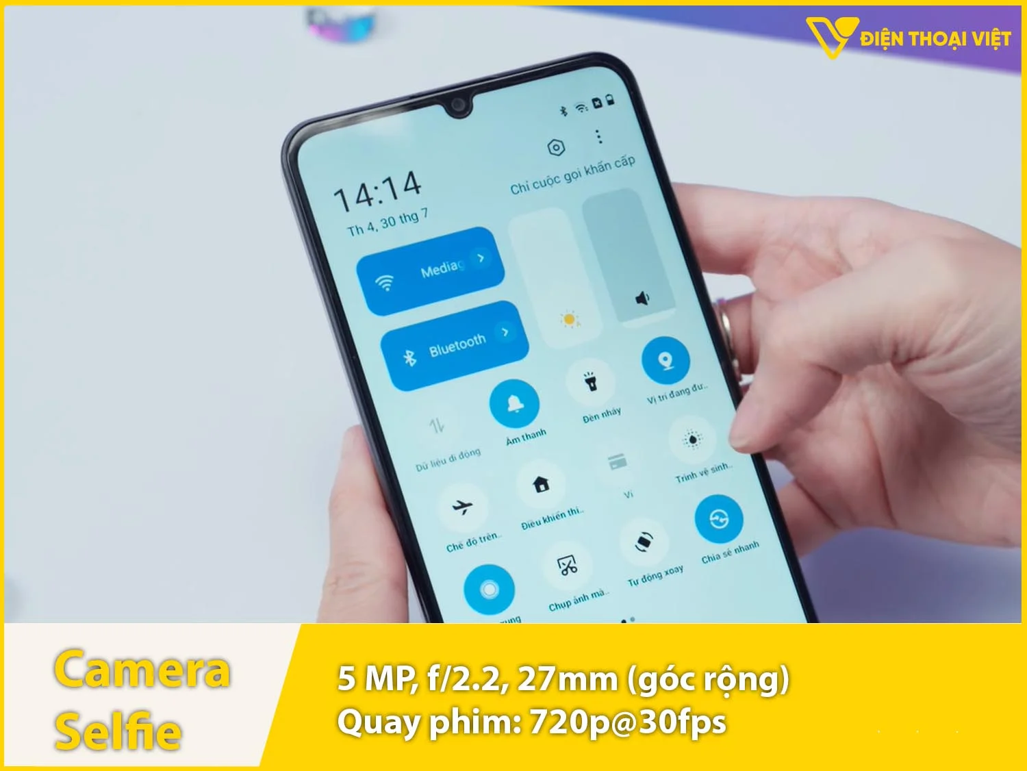Camera selfie 5MP & quay video 720p