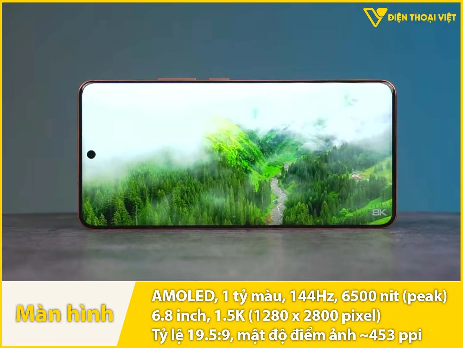 Màn hình AMOLED 144Hz, 1.5k có độ sáng 6500nit
