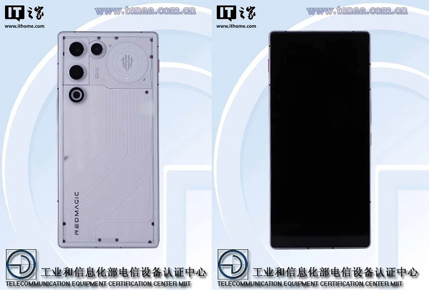 Thiết kế mặt trước và sau Red Magic 11 Air (Nguồn Tenaa + IT Home)