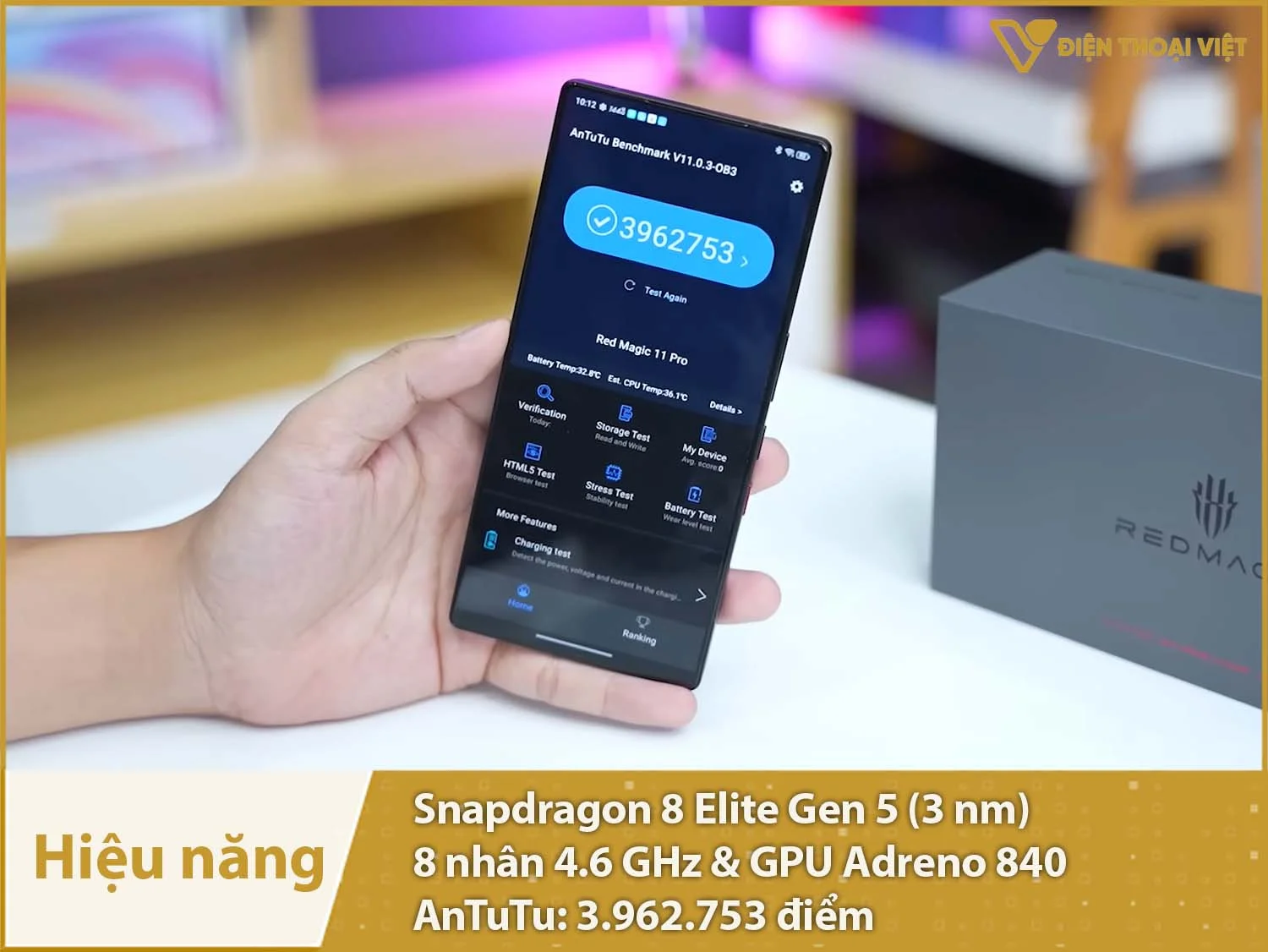 Hiệu năng vô cùng mạnh mẽ với 3.962.753 điểm AnTuTu