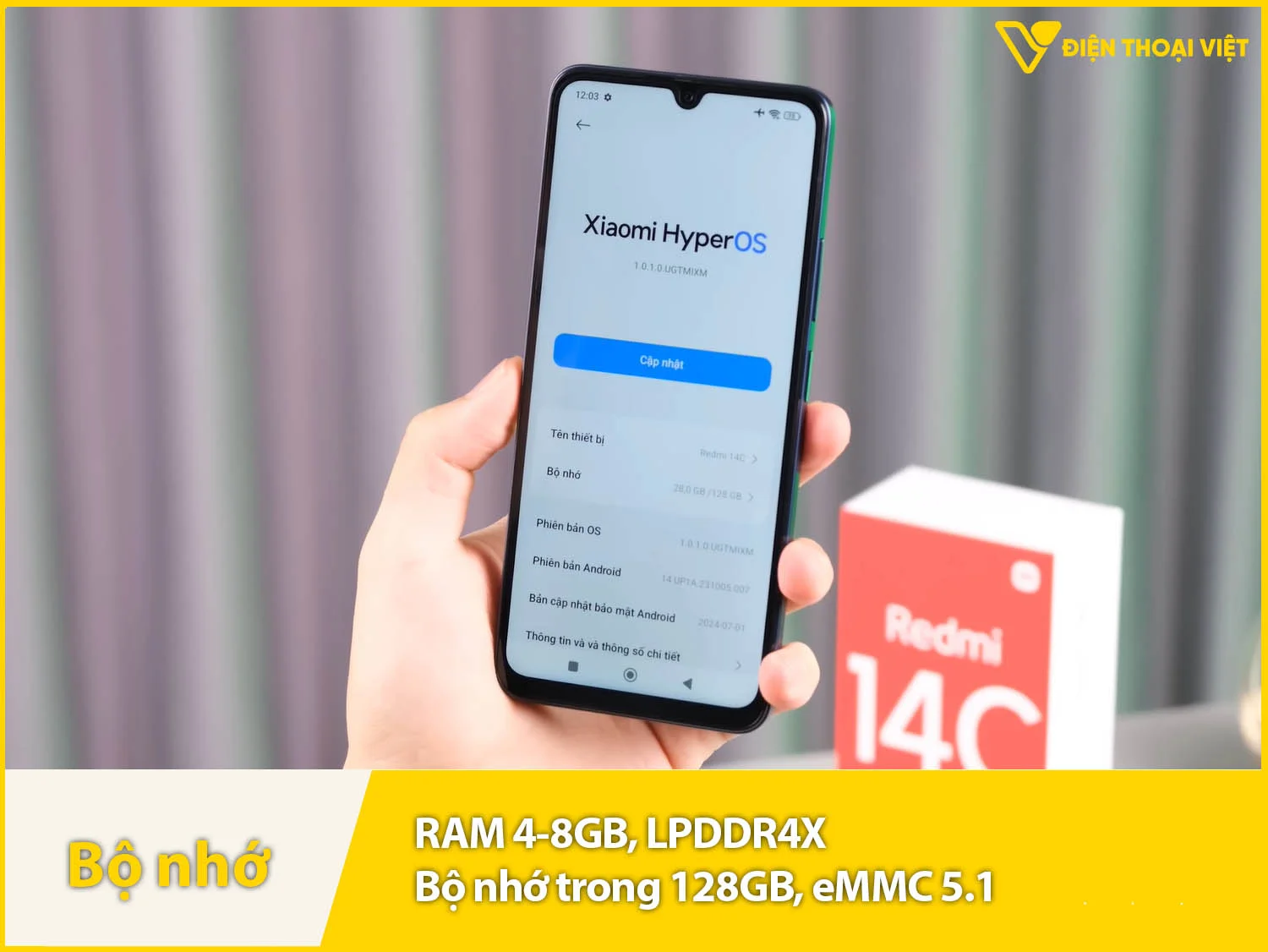 Xiaomi Redmi 14C RAM 4-6GbB & Bộ nhớ trong 128GB