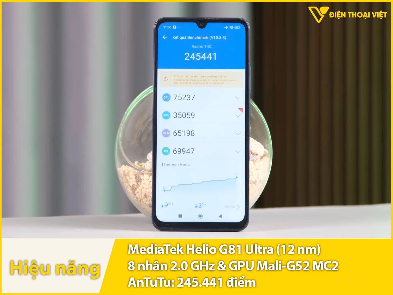 Hiệu năng đủ mượt mà với 245.411 điểm AnTuTu