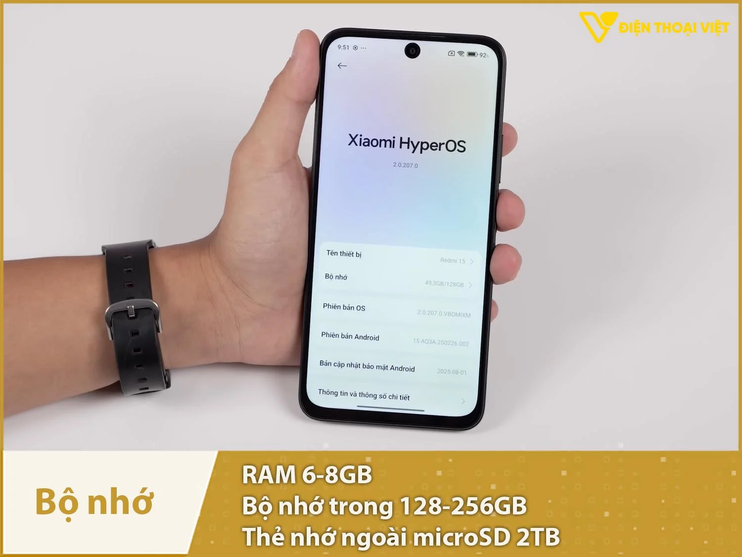 Redmi 15 có RAM 6-8GB & Bộ nhớ trong 128-256GB