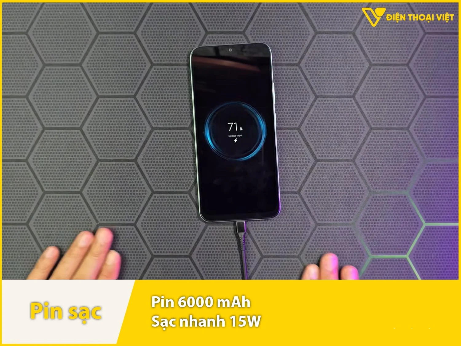 Pin 6000mAh & Sạc nhánh 15W