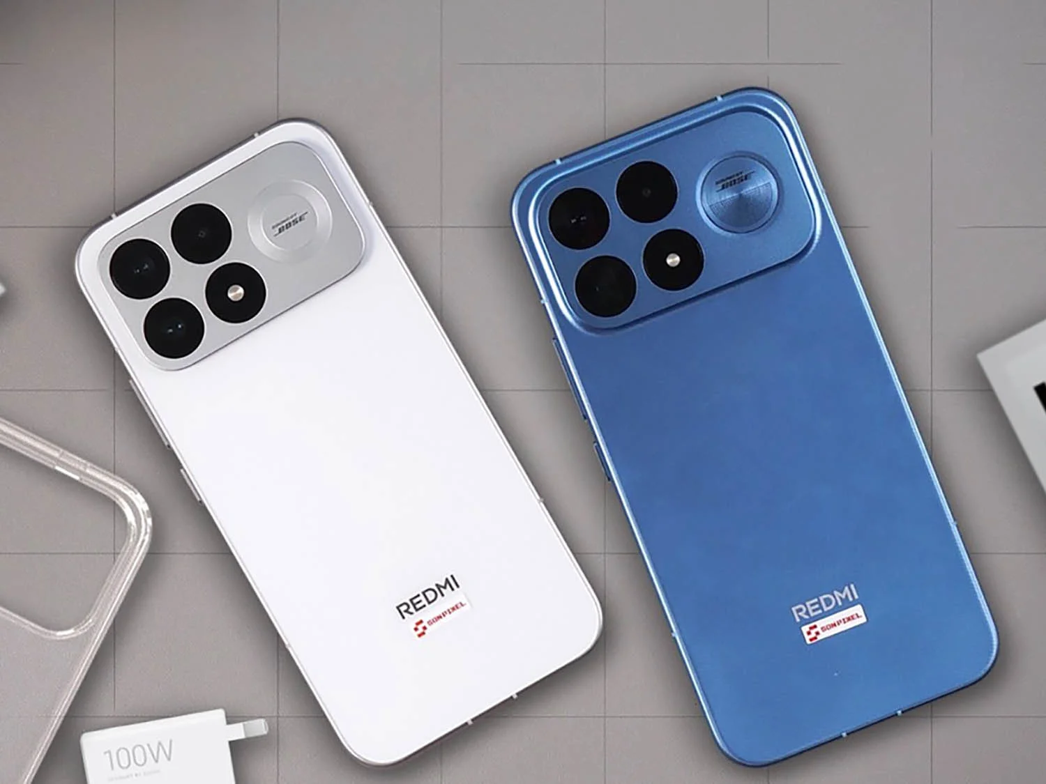 REDMI K100 Pro (trắng) và K100 Pro Max (xanh)