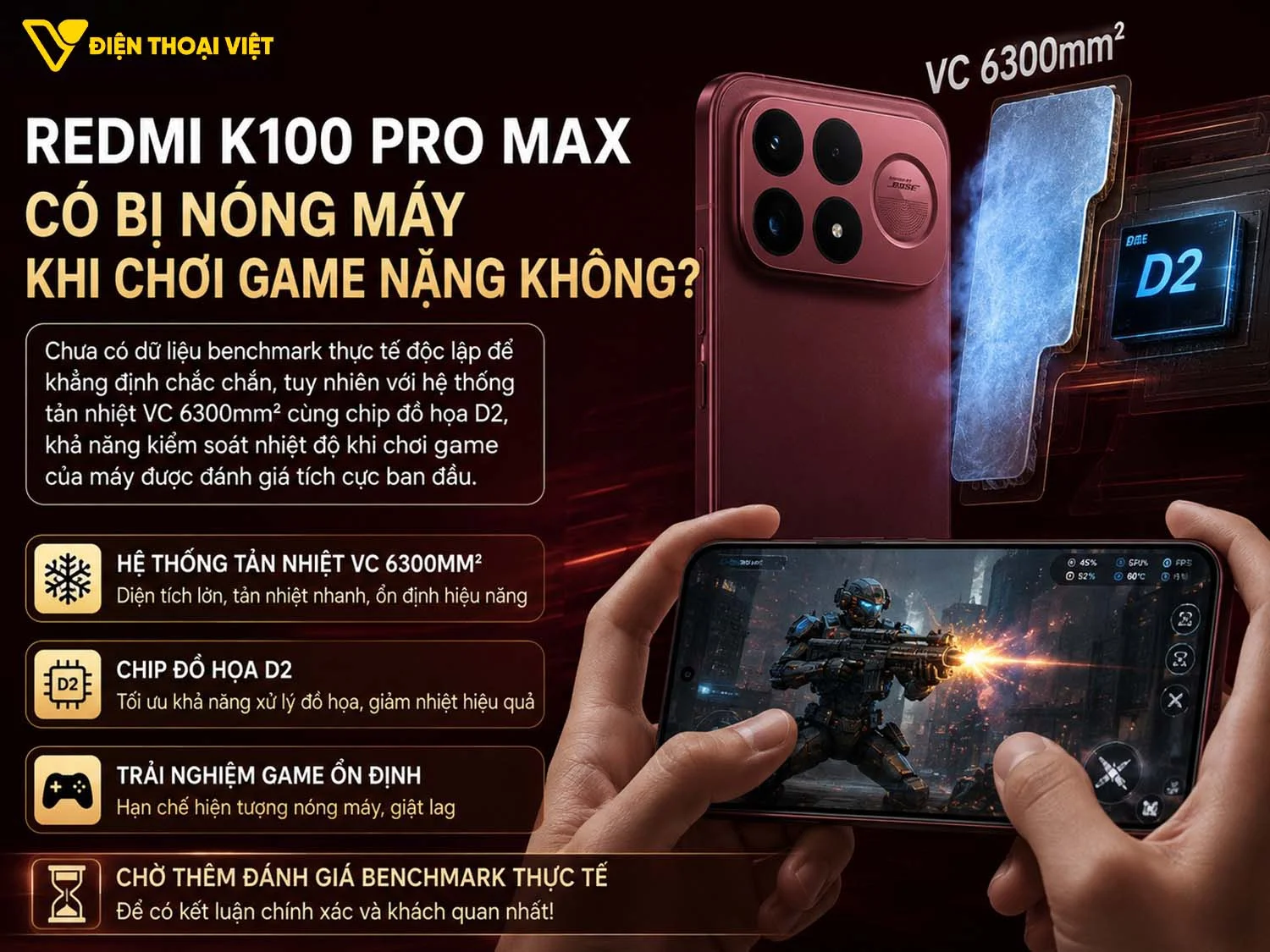 REDMI K100 Pro Max có bị nóng máy khi chơi game nặng không?