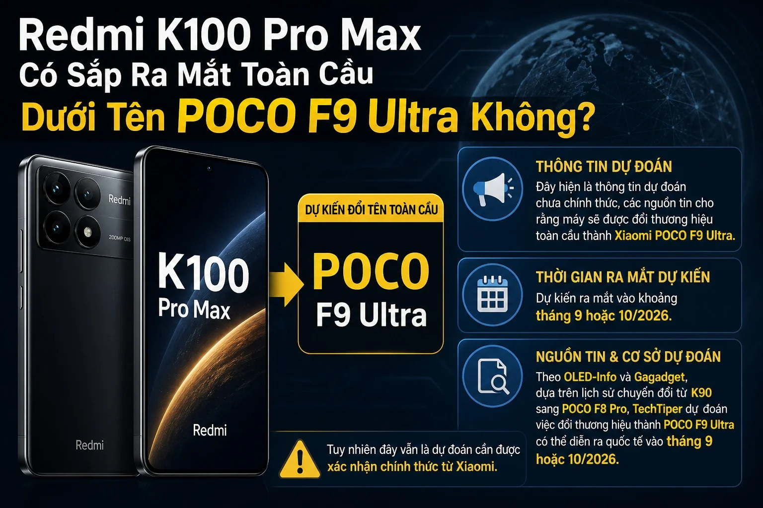 REDMI K100 Pro Max có sắp ra mắt toàn cầu dưới tên POCO F9 Ultra Không?