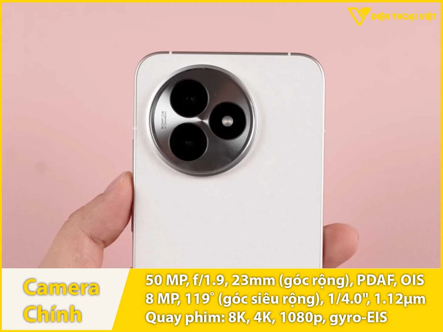 Camera sau 50MP + Góc rộng 8MP & Quay video 8K