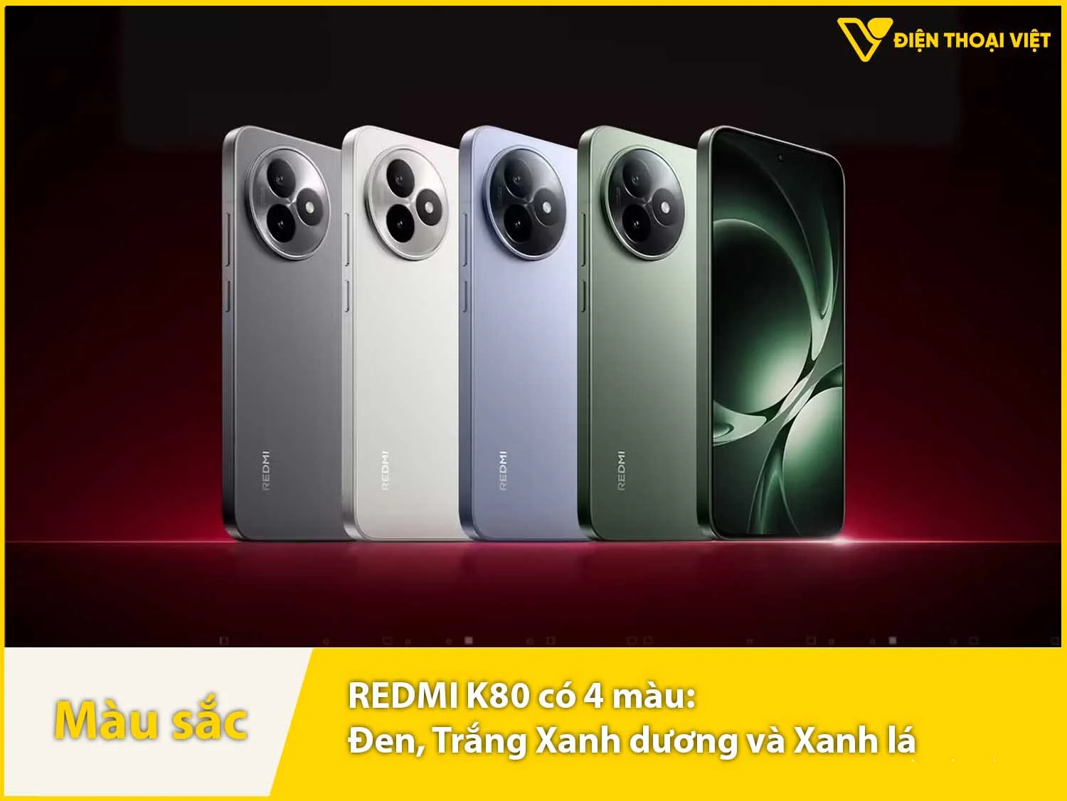 REDMI K80 Ultra có 4 màu: Xám, Xanh lá, Xanh dương và Trắng