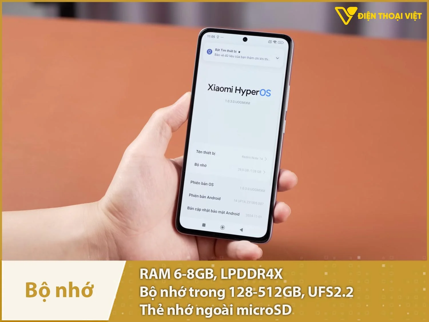 Redmi Note 14 Chính hãng có RAM 6-8GB & Bộ nhớ trong 128-256GB