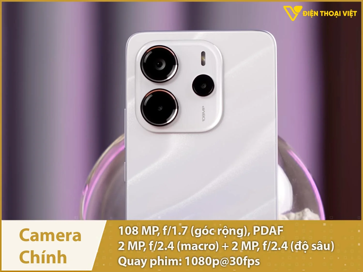 Camera chính 108MP & Quay phim 1080p sắc nét
