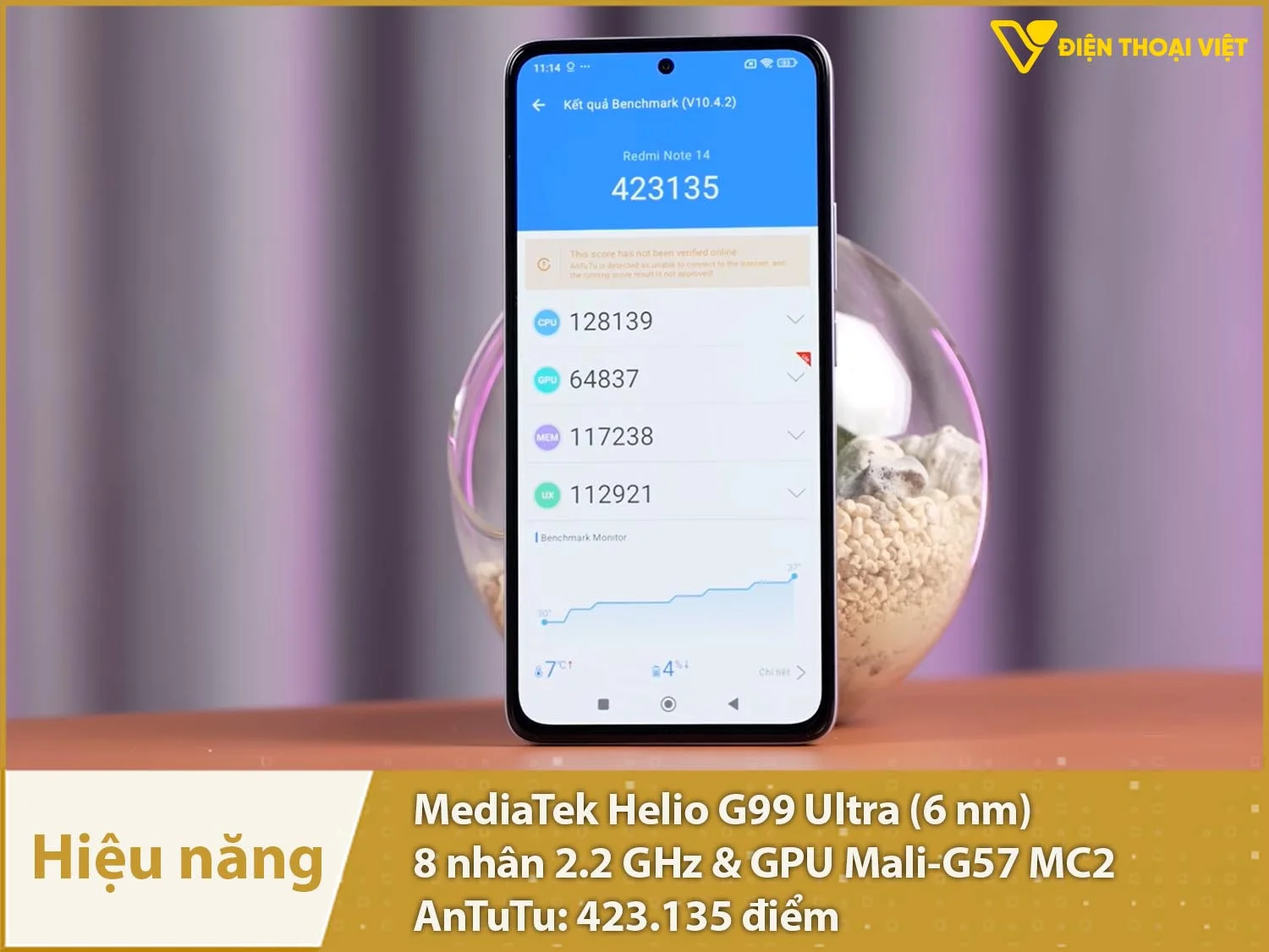 Hiệu năng đủ mạnh, mượt mà với 423.135 điểm AnTuTu