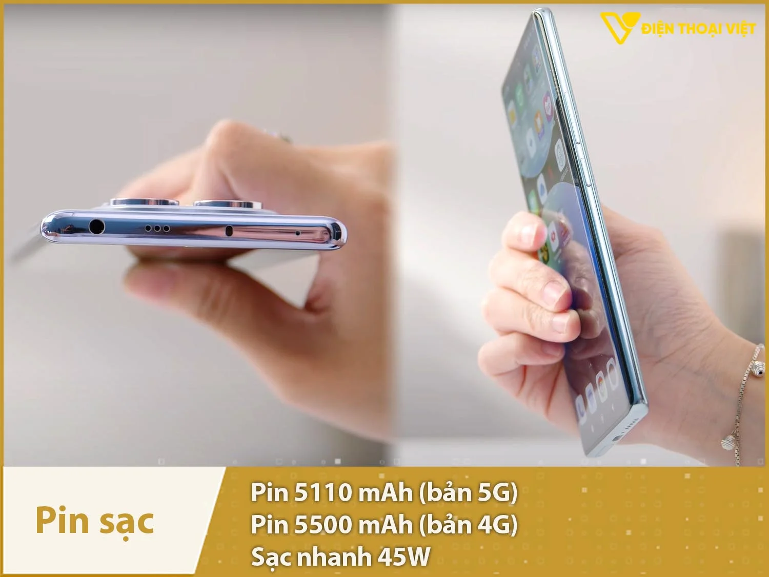 Pin 5110mAh sử dụng lâu dài & Sạc nhanh 45W