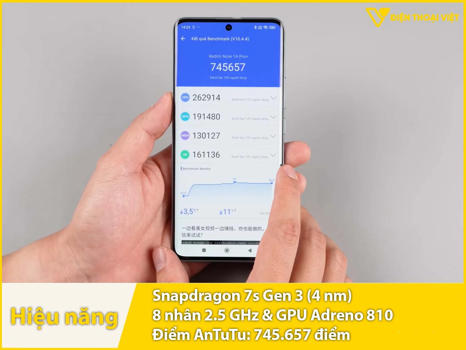 Hiệu năng mạnh mẽ với 745.657 điểm AnTuTu