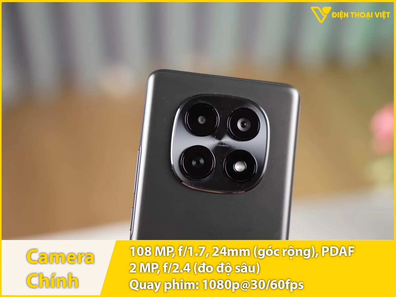 Camera sau 108MP + Đo độ sâu 2MP & quay video 1080p