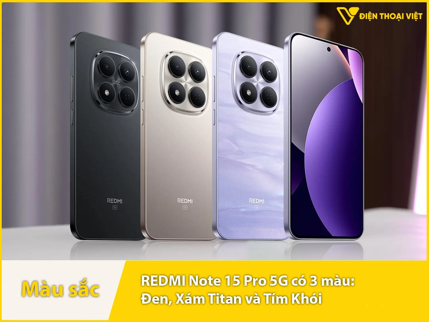 REDMI Note 15 Pro 5G cung cấp 3 màu sắc