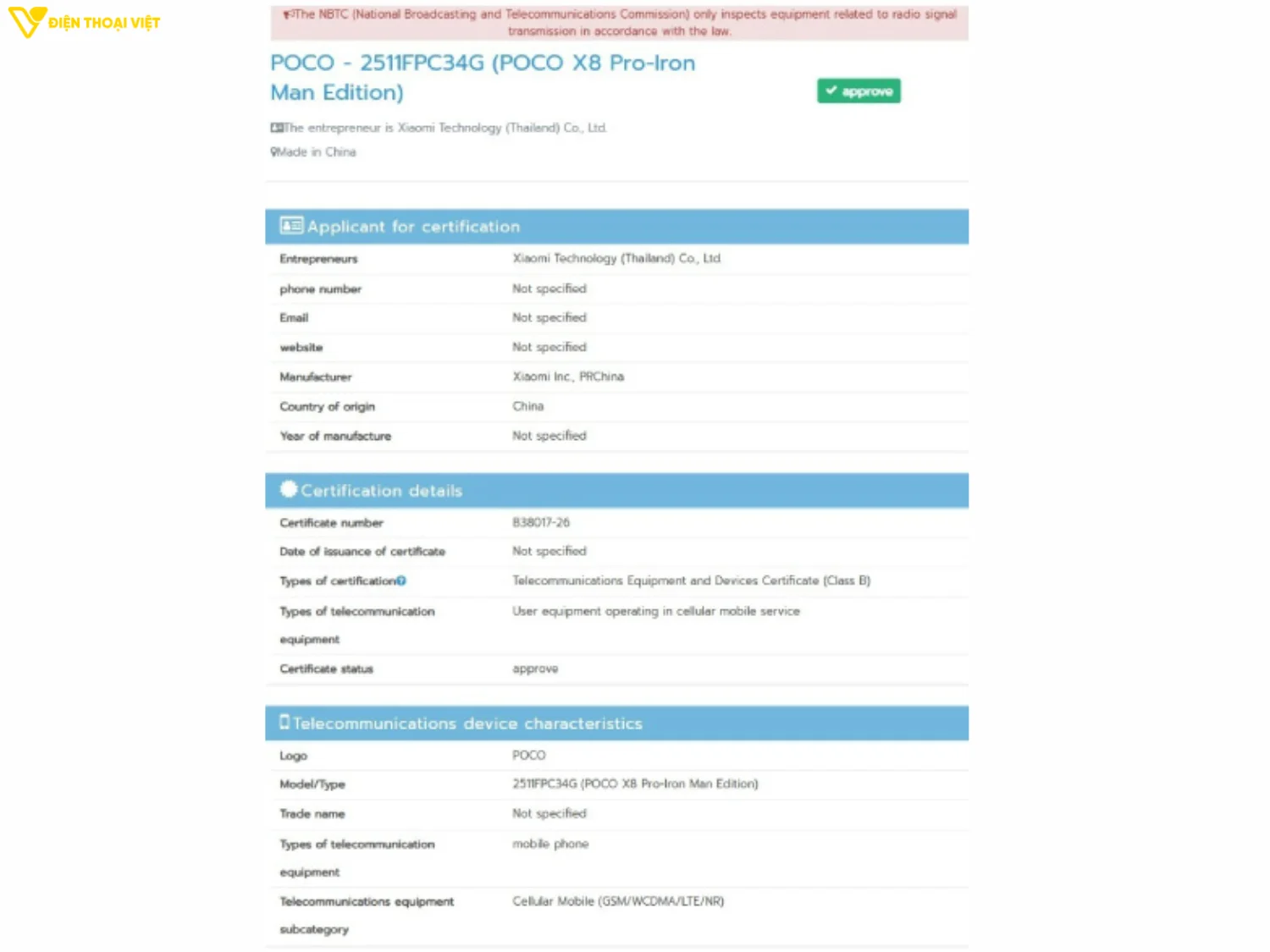 Rò rỉ cấu hình POCO X8 Pro