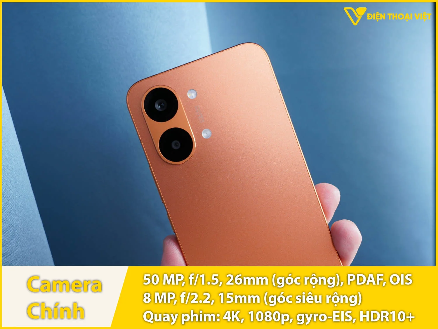 Camera sau 50MP + Góc siêu rộng 8MP & Quay phim 4K