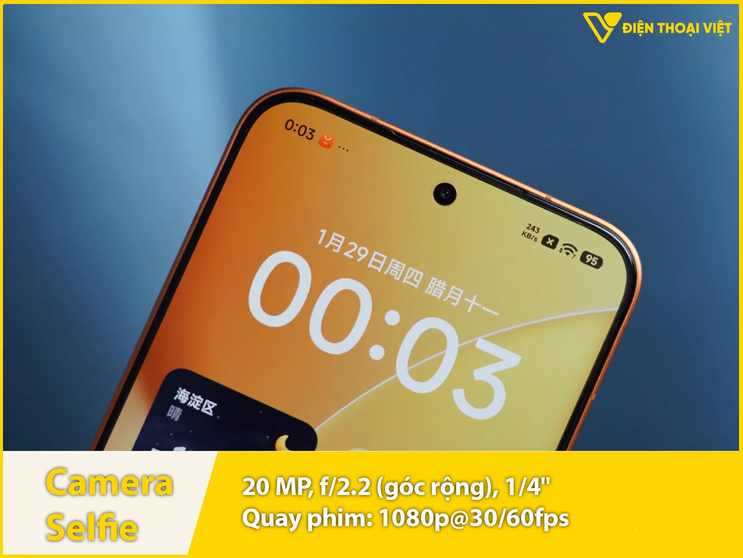 Camera selfie 20MP & Quay video 1080p