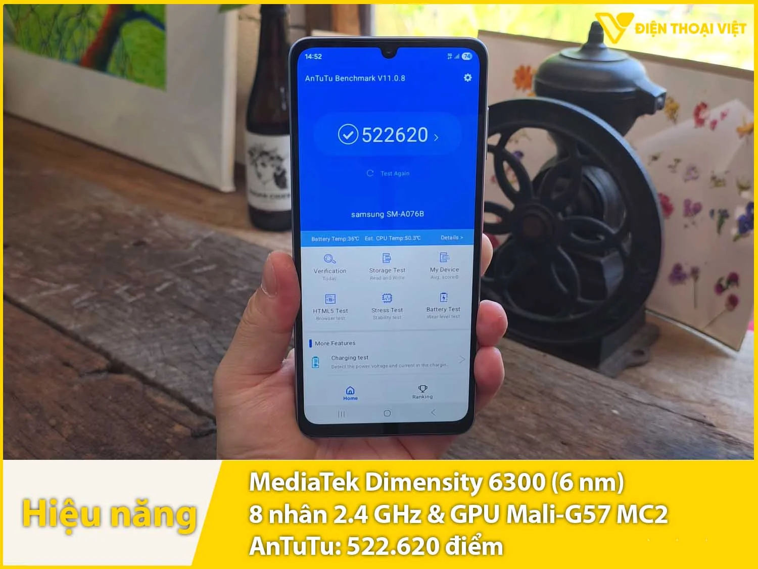 Hiệu năng mạnh mẽ với 522.620 điểm AnTuTu