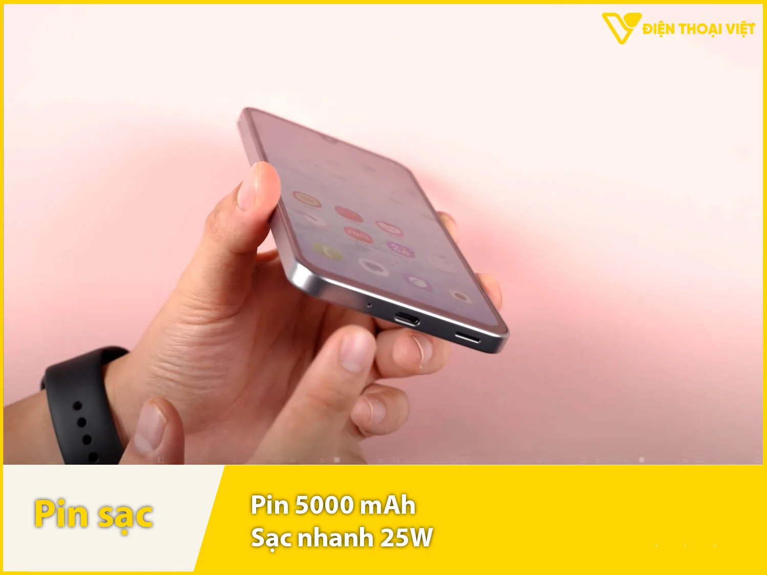 Viên pin 5000mAh khá lớn & Sạc nhanh 25W