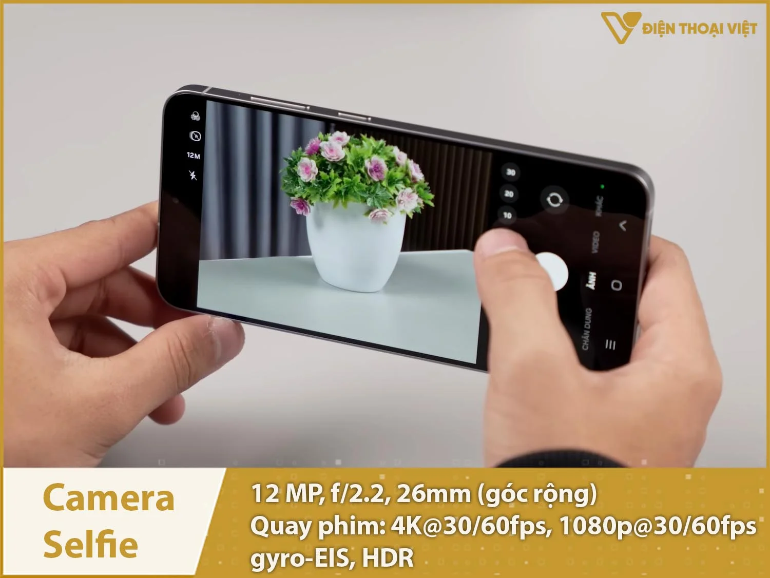 Camera selfie 12MP & Quay video 4K