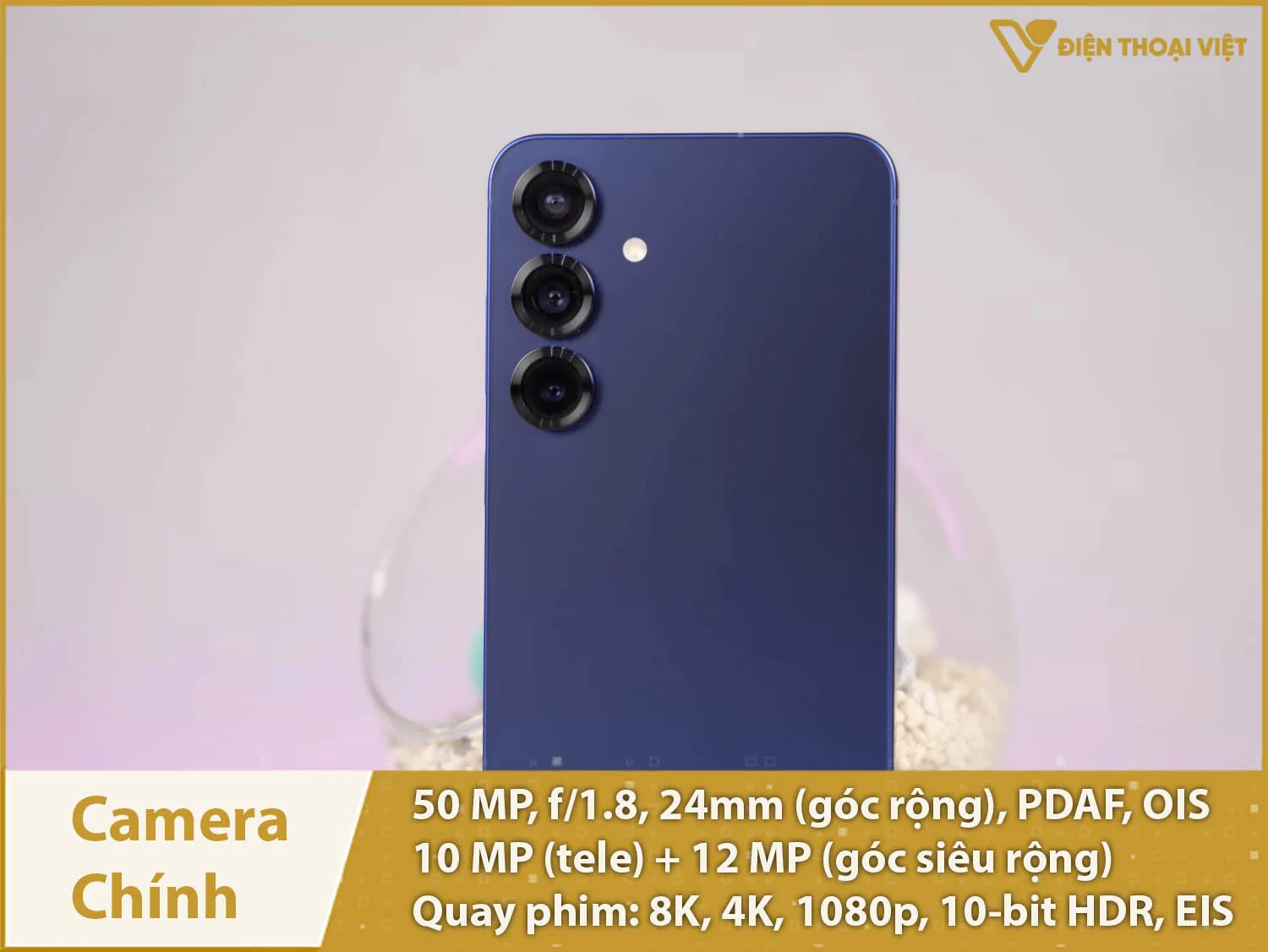 Camera chính 50MP; Selfie 12MP, hỗ trợ quay phim 8K siêu nét